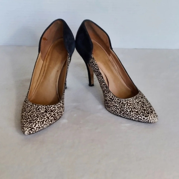 Madewell‎ Maddie Speckled Calf Hair Black Suede Pointed Toe Heels - Picture 6 of 13